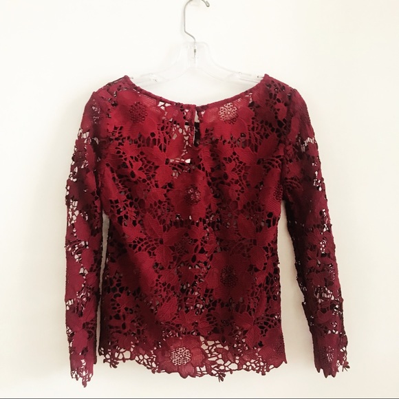 H&M Divided Burgundy Crochet Top - Picture 2 of 4